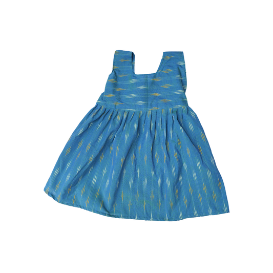 Pochampally Ikat Cotton Kids Frock – Blue (1–9 Years)