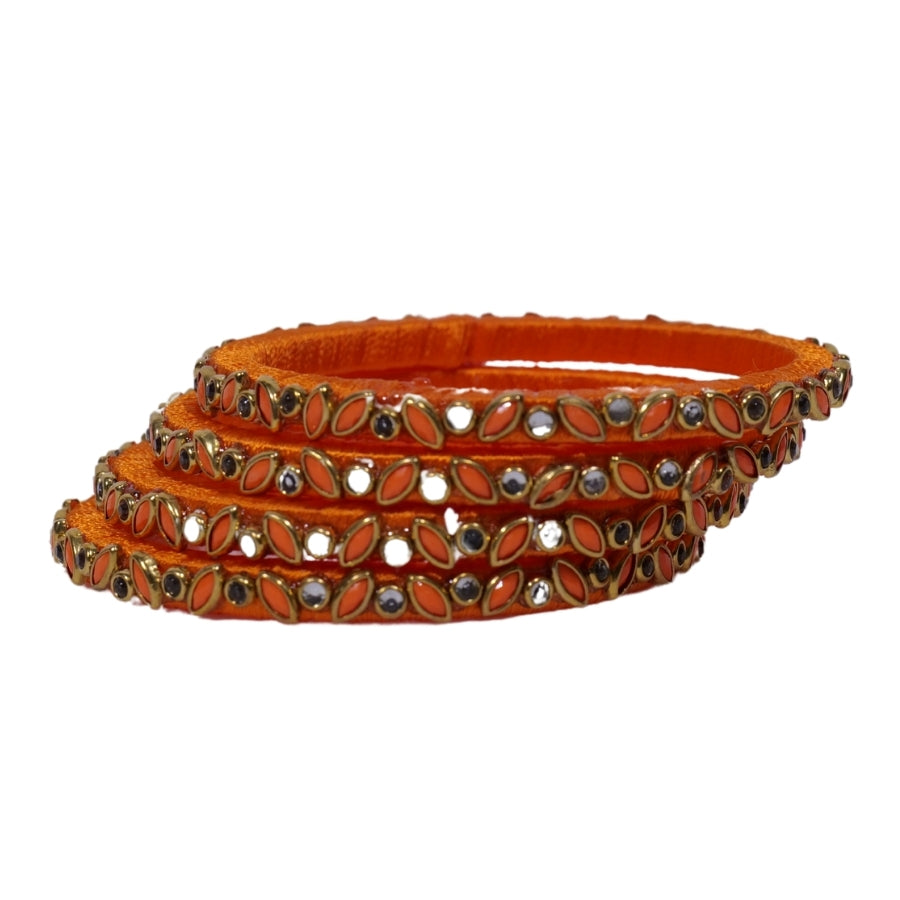 Terracotta Silk Thread Kundan Bangles 6cm
