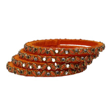 Terracotta Silk Thread Kundan Bangles 6cm