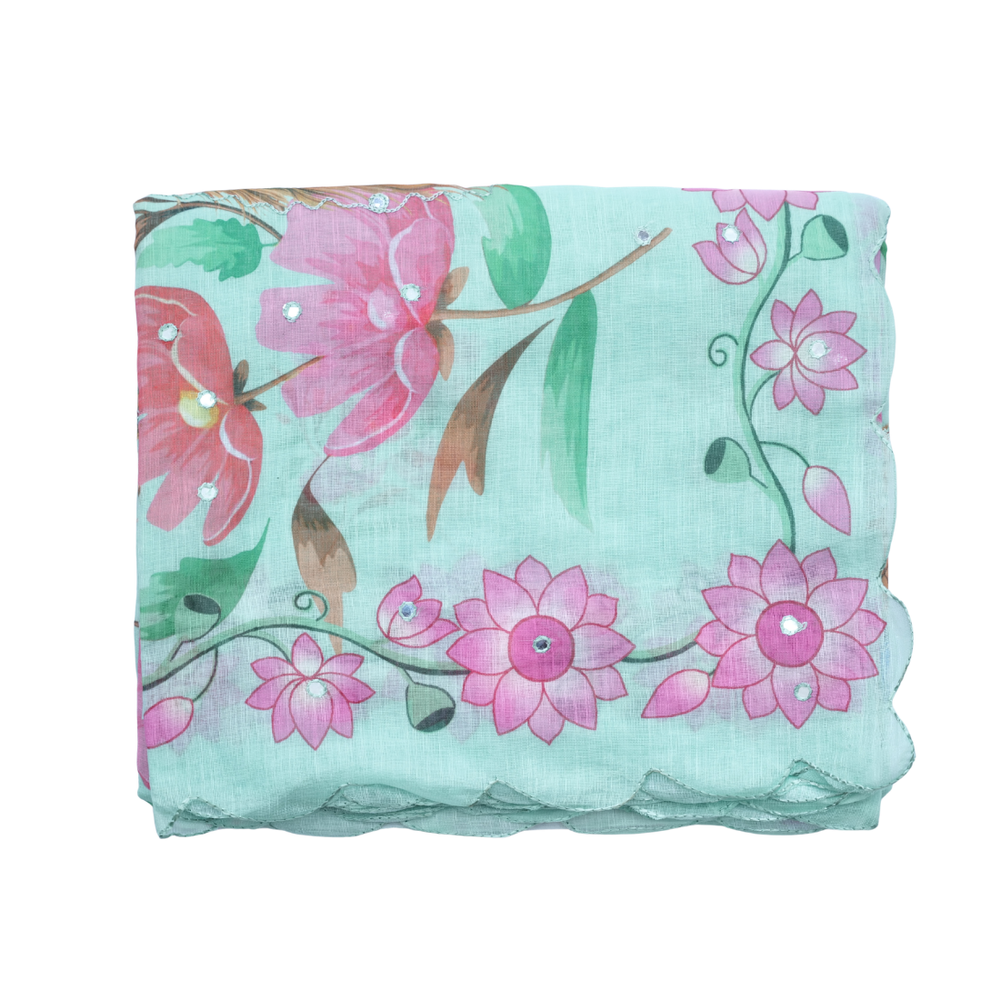 Floral Cotton Saree Fresh Pastel Style for Everyday Elegance