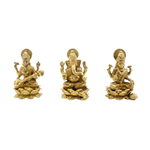 Handcrafted Pembarthy Brass Idol Set Lakshmi Ganesh Saraswathi
