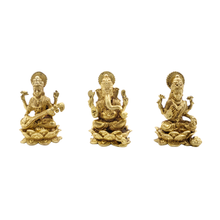 Handcrafted Pembarthy Brass Idol Set Lakshmi Ganesh Saraswathi