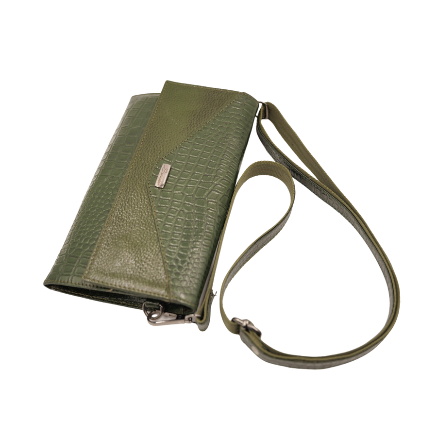 Premium Green Crossbody Handbag Trendy Textured Design