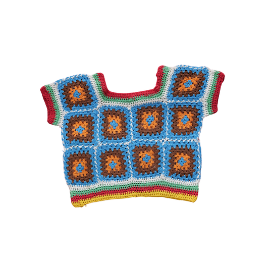 Crochet Kids Top 👕✨ Handmade Colorful Granny Square Design