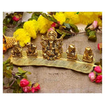 Set Of 5 Ganesha On leaf | Instrumental Playing Ganesha