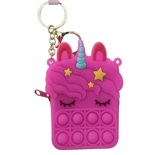 Unicorn Pop It Bag Zipper Purse With key Chain | Pack Of 2