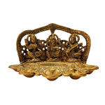 Laxmi Ganesh Saraswati with 5 diyas | 8 Inch