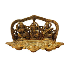 Laxmi Ganesh Saraswati with 5 diyas | 8 Inch