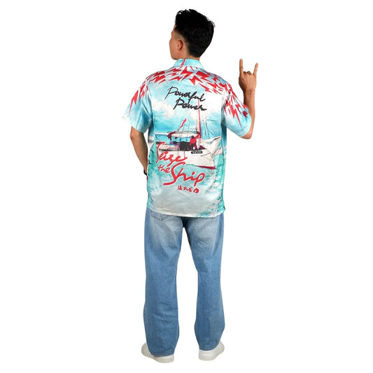 POWERSTAR Drop “Seize The Ship” Shirt – Rebellion in Satin Blue