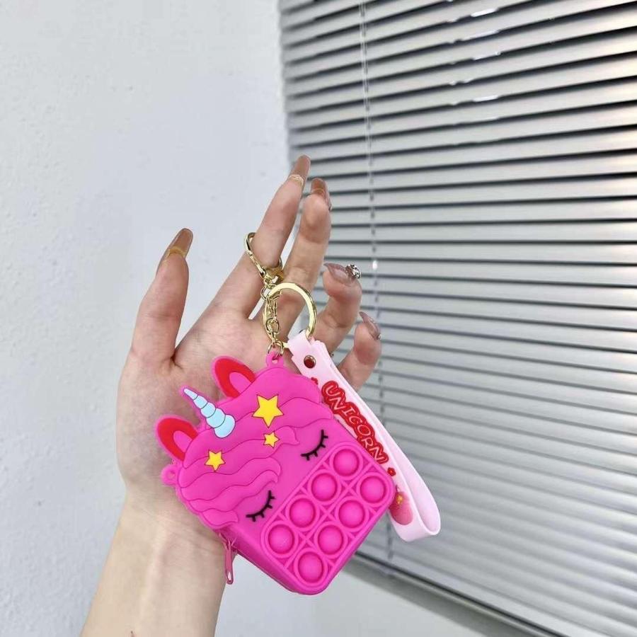 Unicorn Pop It Bag Zipper Purse With key Chain | Pack Of 2