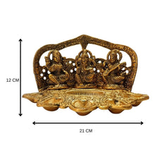 Laxmi Ganesh Saraswati with 5 diyas | 8 Inch