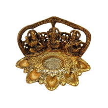 Laxmi Ganesh Saraswati with 5 diyas | 8 Inch