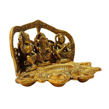 Laxmi Ganesh Saraswati with 5 diyas | 8 Inch