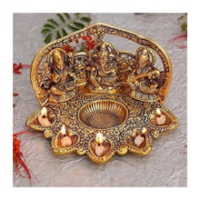 Laxmi Ganesh Saraswati with 5 diyas | 8 Inch