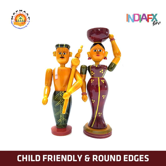 🌟 Vibrant Etikoppaka Farming Couple | Traditional Wooden Toy ✨