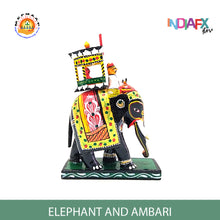 Indiafx Kondapalli Wooden Elephant with Ambari (Multicolour) 9 Inch