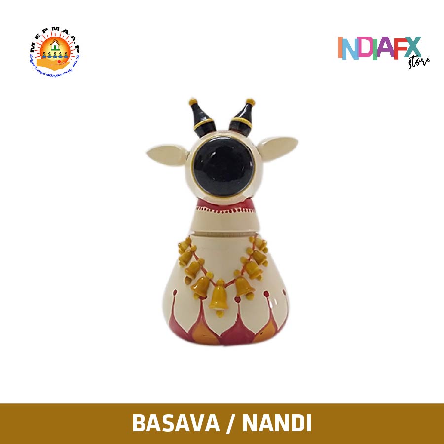 Indiafx Basava / Nandi / Cow - Statue or Toy. Handmade in Etikoppaka Style