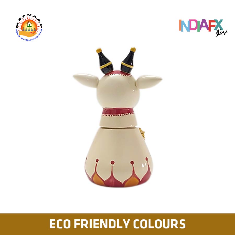 Indiafx Basava / Nandi / Cow - Statue or Toy. Handmade in Etikoppaka Style