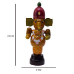 Handcrafted Etikoppaka Handling Ganesha | Green | 9Inches