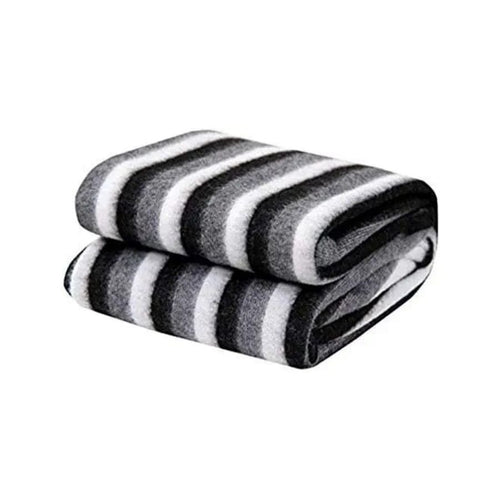 Blanket  Non woven warm single blanket with black and white stripes