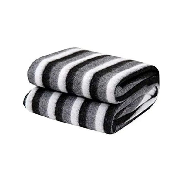 Blanket  Non woven warm single blanket with black and white stripes