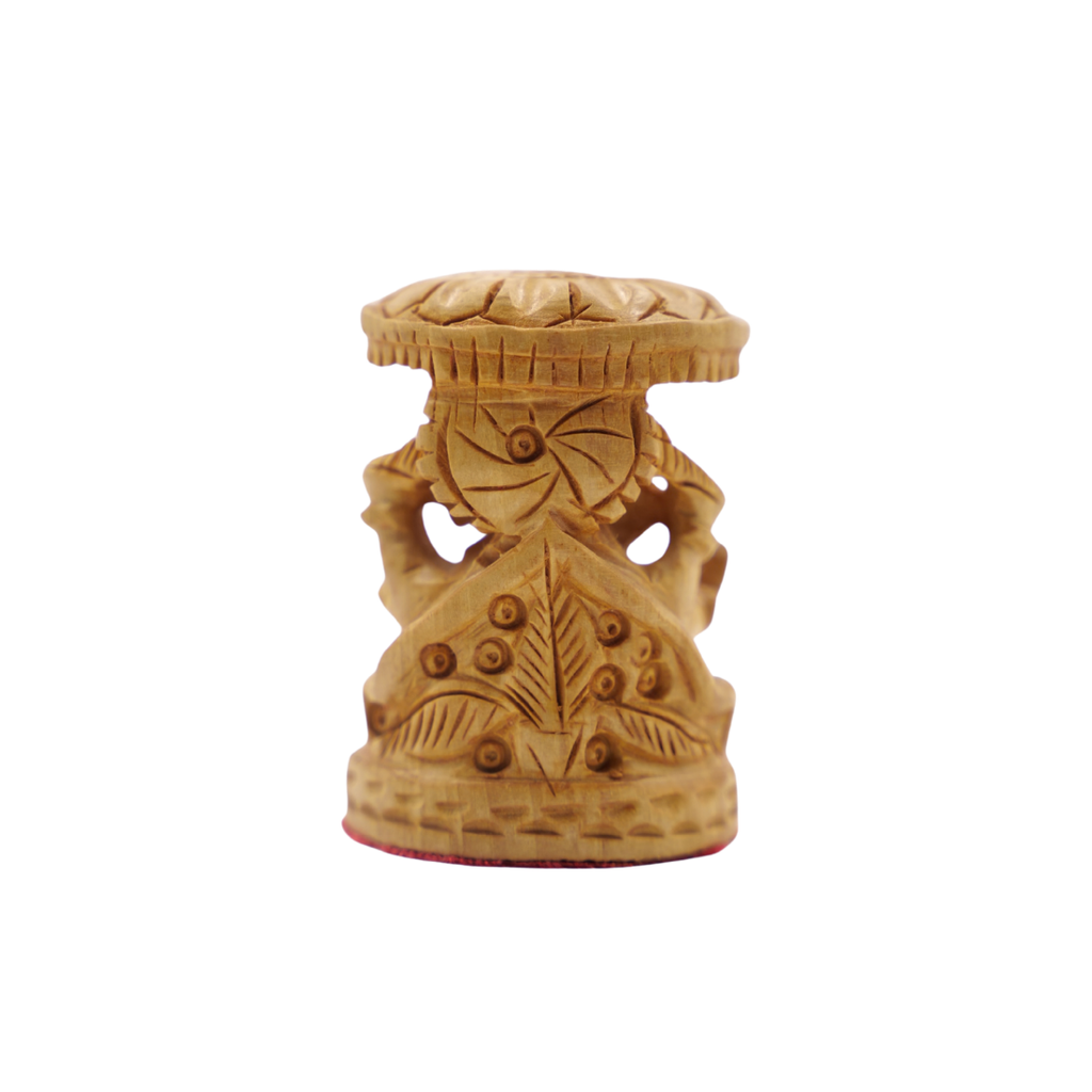 Wooden Umbrella Ganesh Idol Cute Handmade Decor for Sacred Spaces