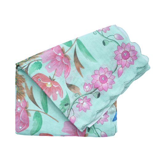 Floral Cotton Saree Fresh Pastel Style for Everyday Elegance