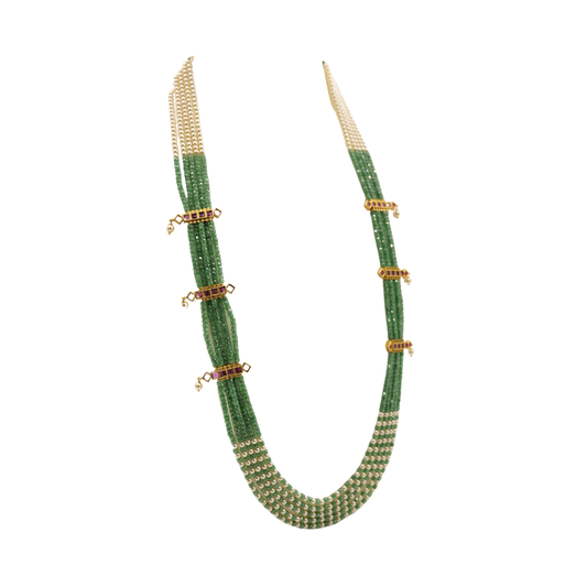 Green Beads Long Haram 💚✨ Multi-Layer Ethnic Necklace