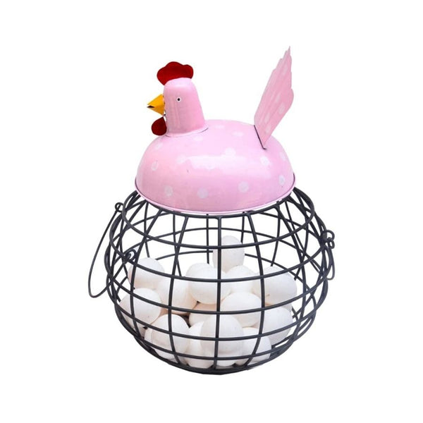 Rooster Egg Basket Hen Egg Basket Egg Container Metal Hen Basket