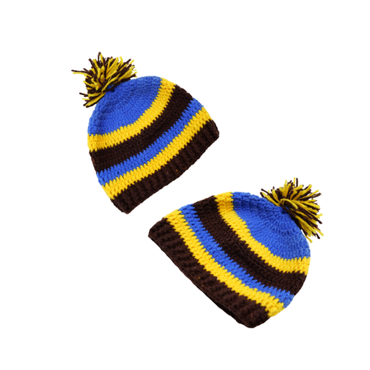 Handmade Woolen Baby Cap Colorful Striped Winter Hat