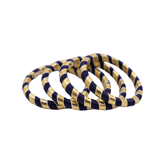 Gota Patti Kids Bangles Set (4 Pieces) – Blue & Gold Festive Bangles for Girls