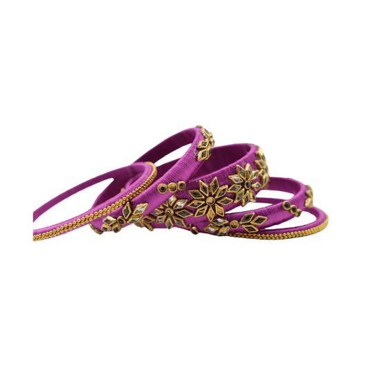 Handmade Bridal Bangles Silk Thread Jewelry (Size 2.6)