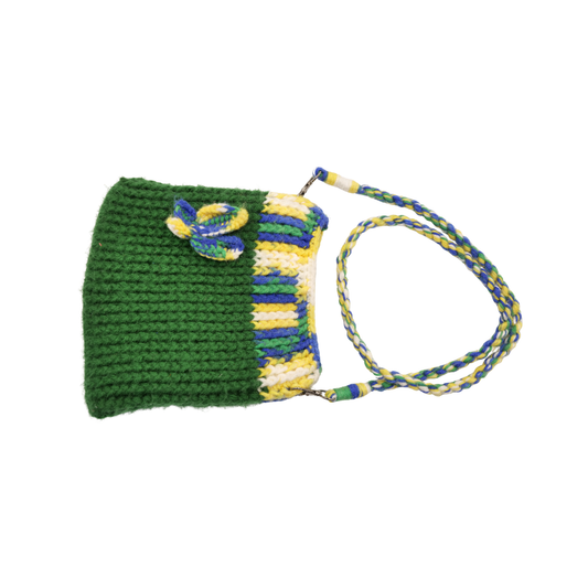 Handmade Woolen Sling Hand Bag Compact Crochet Crossbody Bag