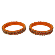 Terracotta Silk Thread Kundan Bangles 6cm