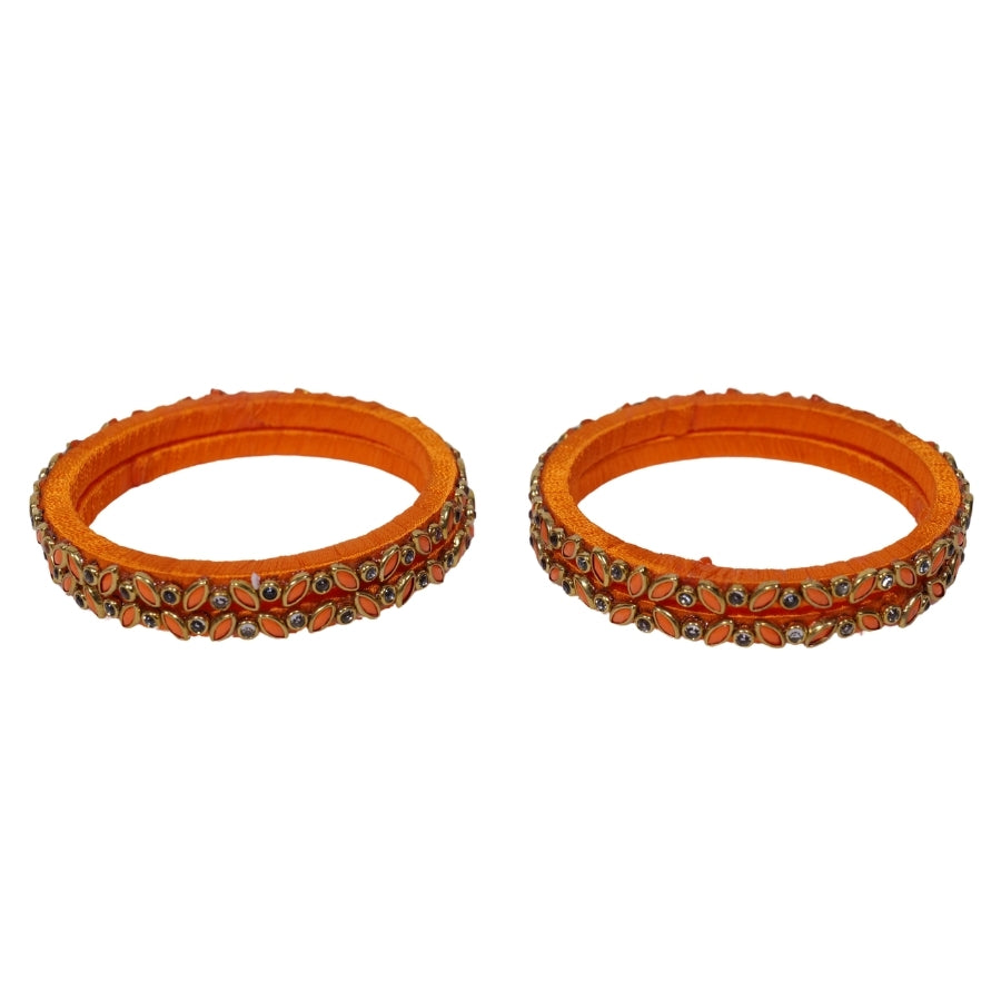 Handmade Terracotta Silk thread kundan bangles | Size 6 CM