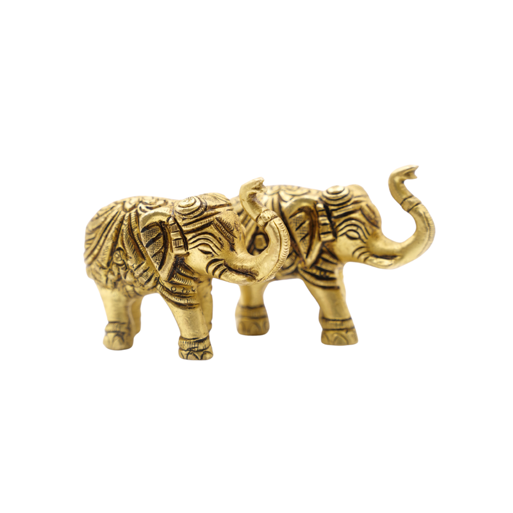 Handcrafted Elephant Idol Set Elegant Decor Pai