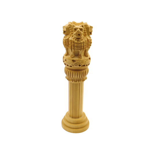 Handcrafted White Wood Ashoka Symbol Made by Rural Artisans Limited Pieces