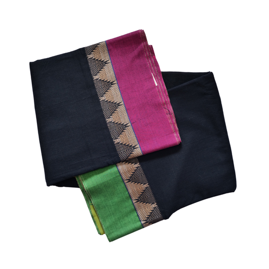 Narayanapet Cotton Saree 🖤✨ Traditional Weave with Rich Contrast Border