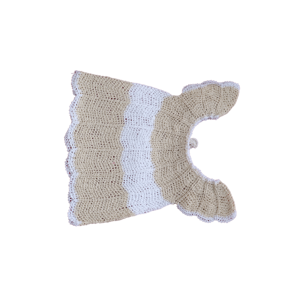 Handmade Crochet Baby Shrug Beige & White Knit Jacket
