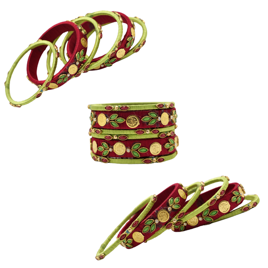 Handmade Bridal Bangles Set Silk Thread Jewelry (Size 2.8)
