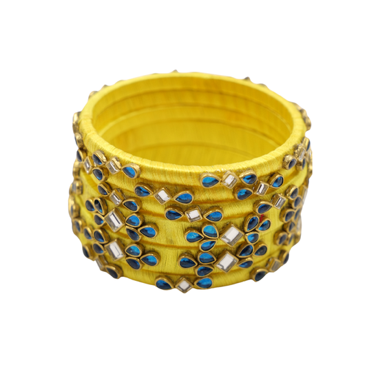 Handmade Yellow Silk Thread Bangles Festive Jewelry (2.8)