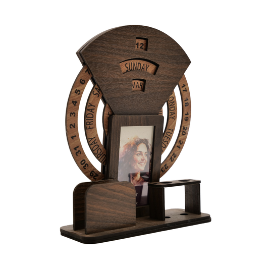 Lifetime Calendar with Photo Frame Handmade Desk Decor for Memories