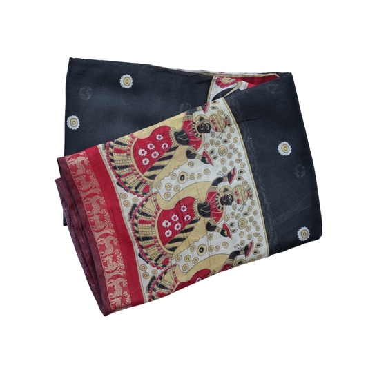 Maheshwari Silk Saree Traditional Kalamkari-Inspired Pallu
