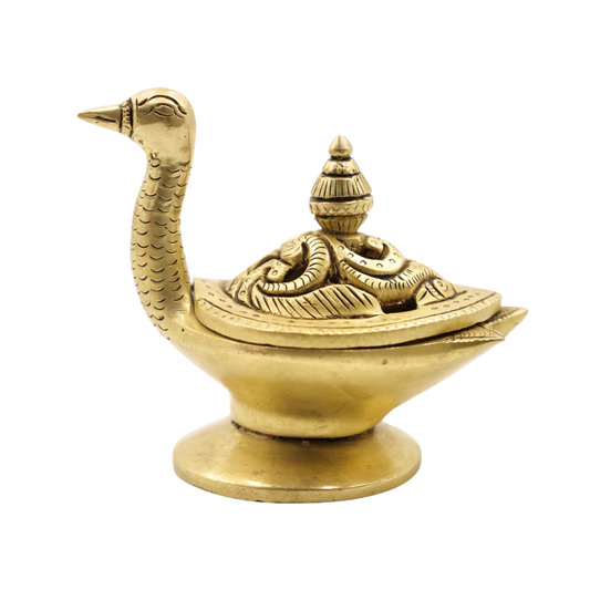 Peacock Deepam Stand Elegant Spiritual Decor Lamp