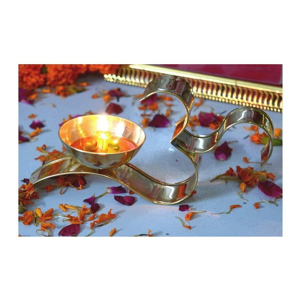 Brass Om Shaped Diya(Set Of 2)