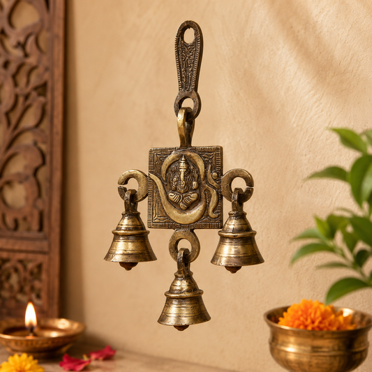 Brass Om Ganesh Hangings (Pair) 6 Inch