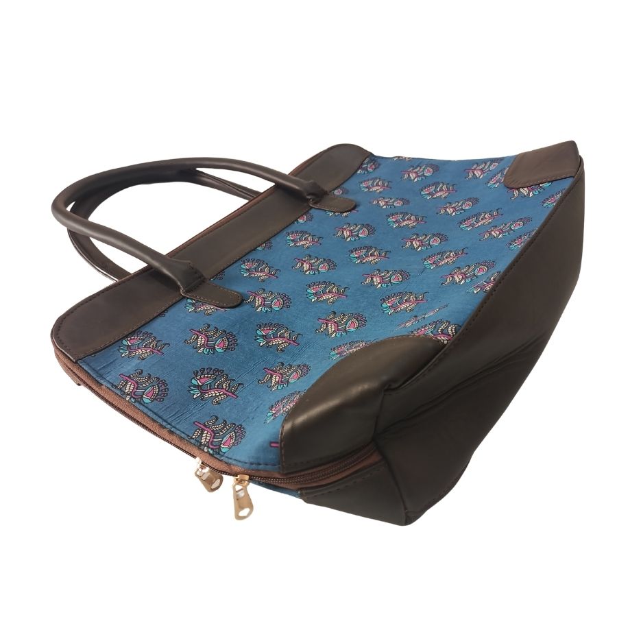 Fabric Laptop bag - made with hand block print | Size 17 Inches