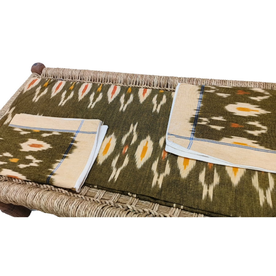 Handwoven Pochampally Ikat Bedsheet – 100% Cotton