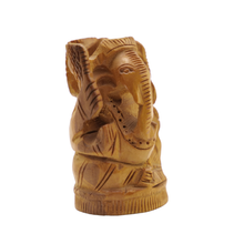 Small Wooden Ganesha Idol Minimal Handmade Spiritual Decor