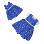 Pochampally Ikat Cotton Kids Frock with Lace Detail – Blue (1–9 Years)